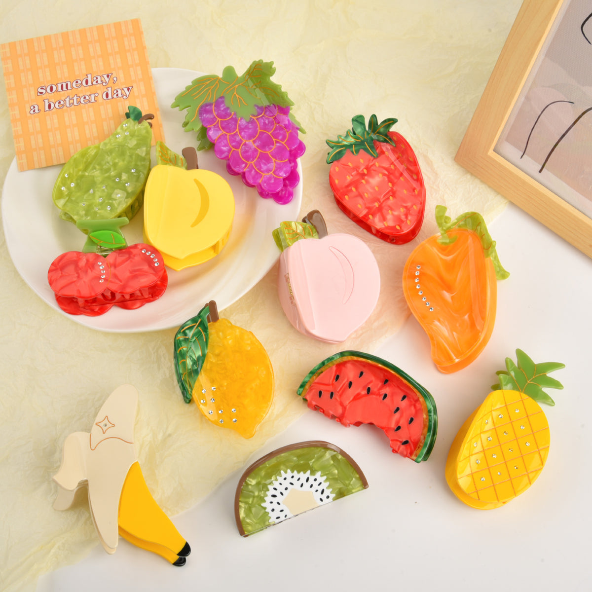 【MOQ 12 PCS】Acetate Fruit Claw Clip
