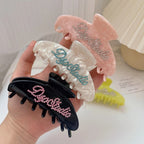 【MOQ 12 PCS】Acetate Rhinestone Letter Claw Clip