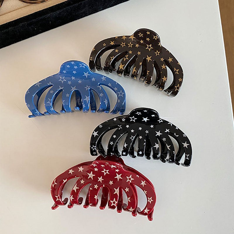 【MOQ 12 PCS】Acetate Star Pumpkin Hair Claw, Large Korean Shark Clip