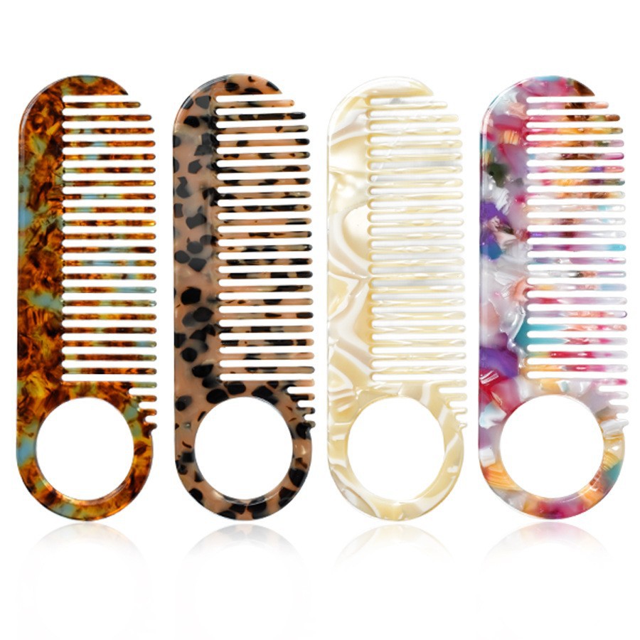 【MOQ 12 PCS】Acetate Hole Hair Comb, Anti-Static Portable Travel Comb