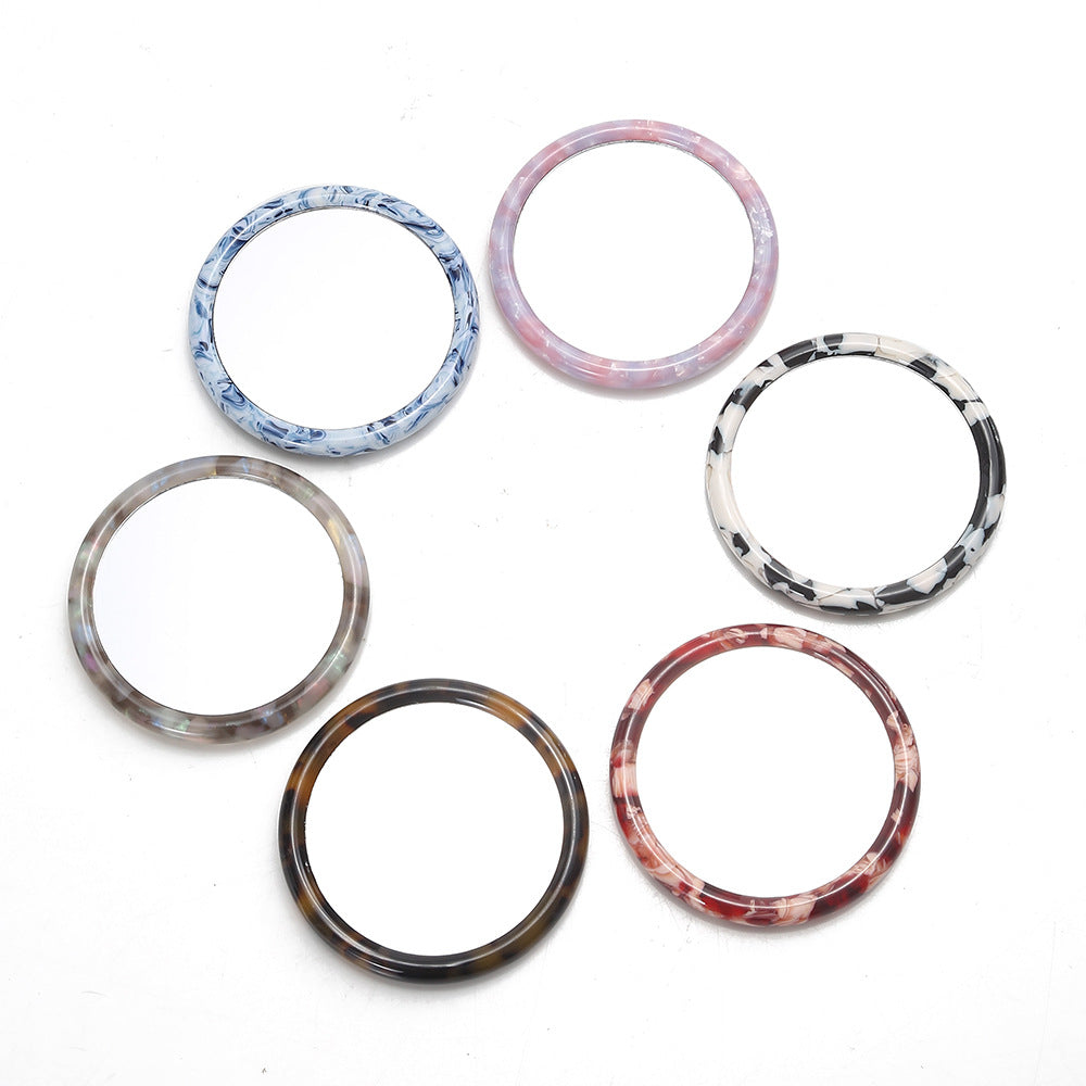 【MOQ 12 PCS】Vintage Acetate Sunflower Compact Mirror, Portable Round Hand Mirror