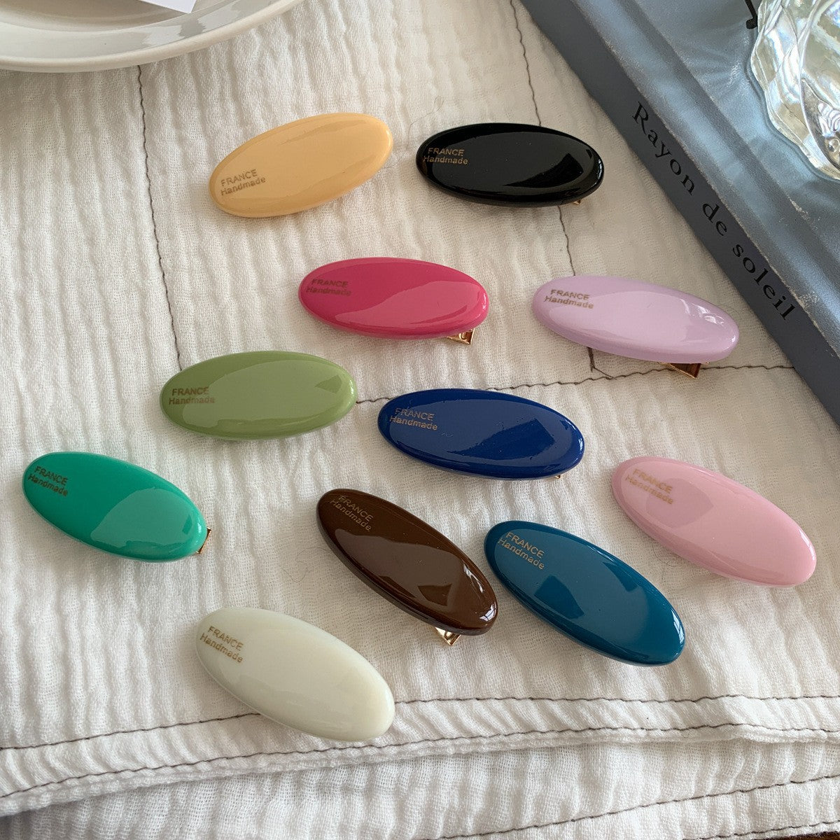 【MOQ 12 PCS】Candy Color Gold Label Mini Hair Clips Side Bang Broken Hair Clip