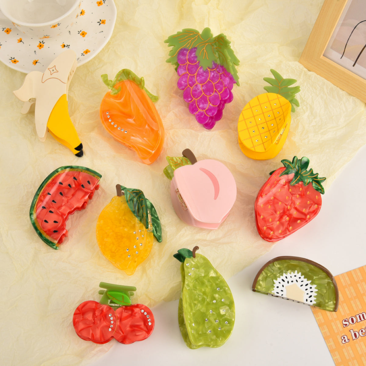 【MOQ 12 PCS】Acetate Fruit Claw Clip