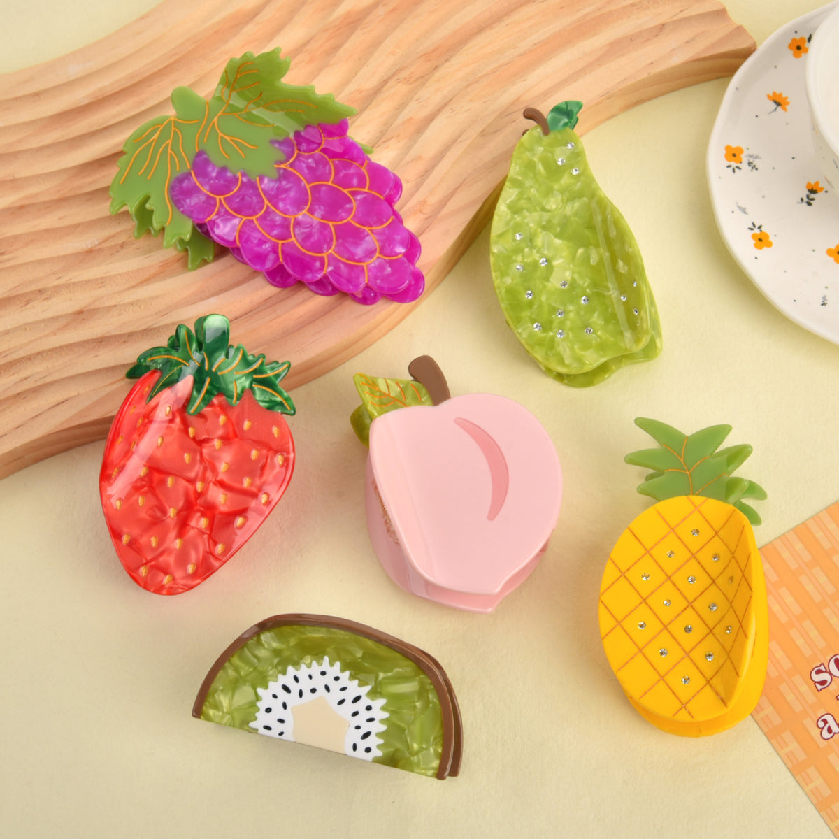 【MOQ 12 PCS】Acetate Fruit Claw Clip