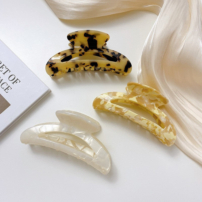 【MOQ 12 PCS】Acetate Moon Hollow Hair Claw, Semi-Circle Shark Clip