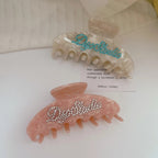【MOQ 12 PCS】Acetate Rhinestone Letter Claw Clip