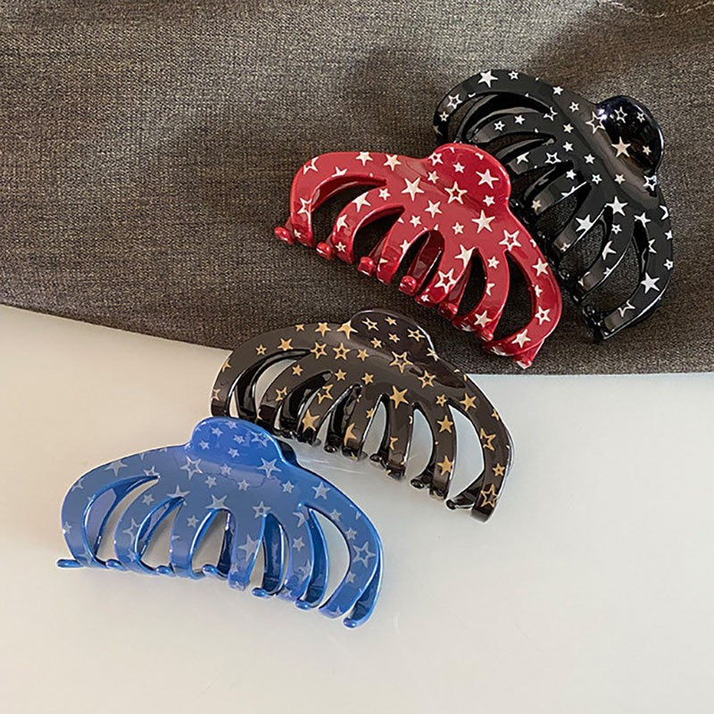 【MOQ 12 PCS】Acetate Star Pumpkin Hair Claw, Large Korean Shark Clip