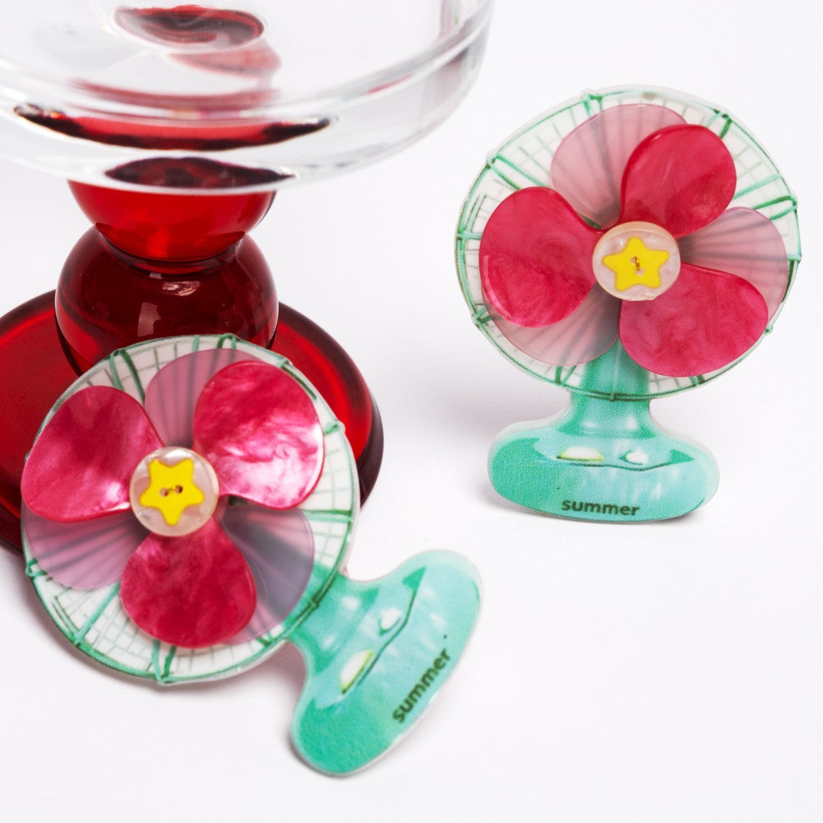 【MOQ 12 PCS】Vintage Rotatable Fan Hair Clip Acrylic Double Layer Duckbill Side Clip