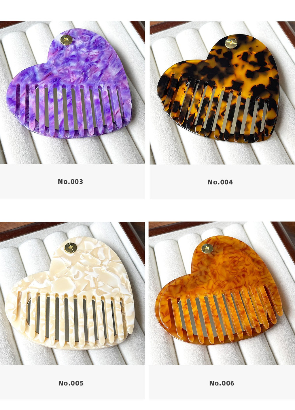 【MOQ 12 PCS】Leopard Print Acetate Mirror Comb, Rotatable Anti-static 2-in-1 Comb