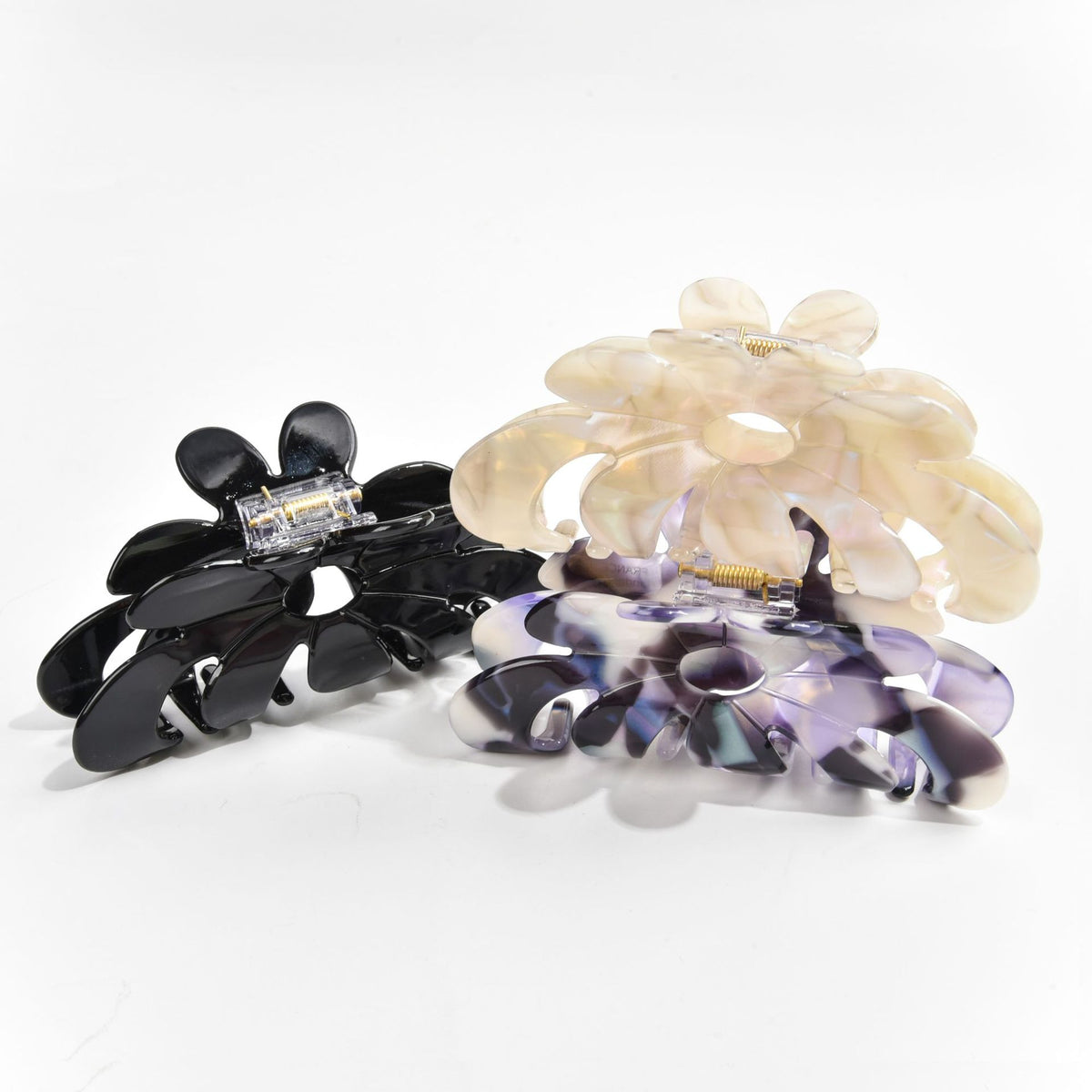 【MOQ 12 PCS】Floral Acetate Hair Claw, Vintage Colorful Shark Clip