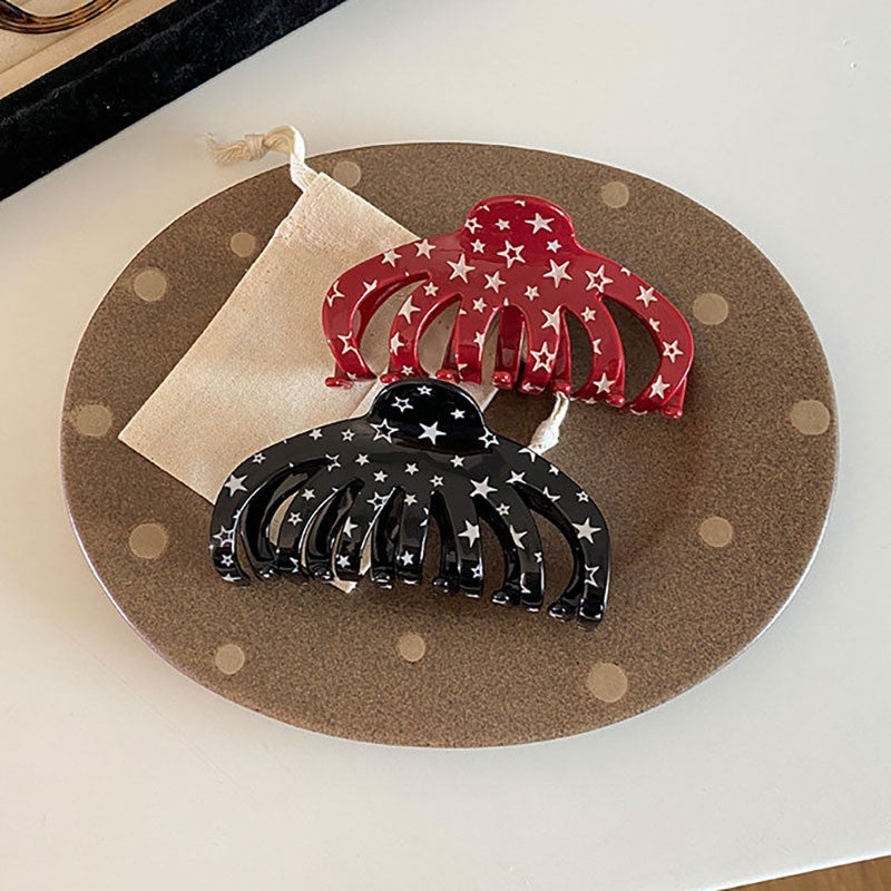 【MOQ 12 PCS】Acetate Star Pumpkin Hair Claw, Large Korean Shark Clip