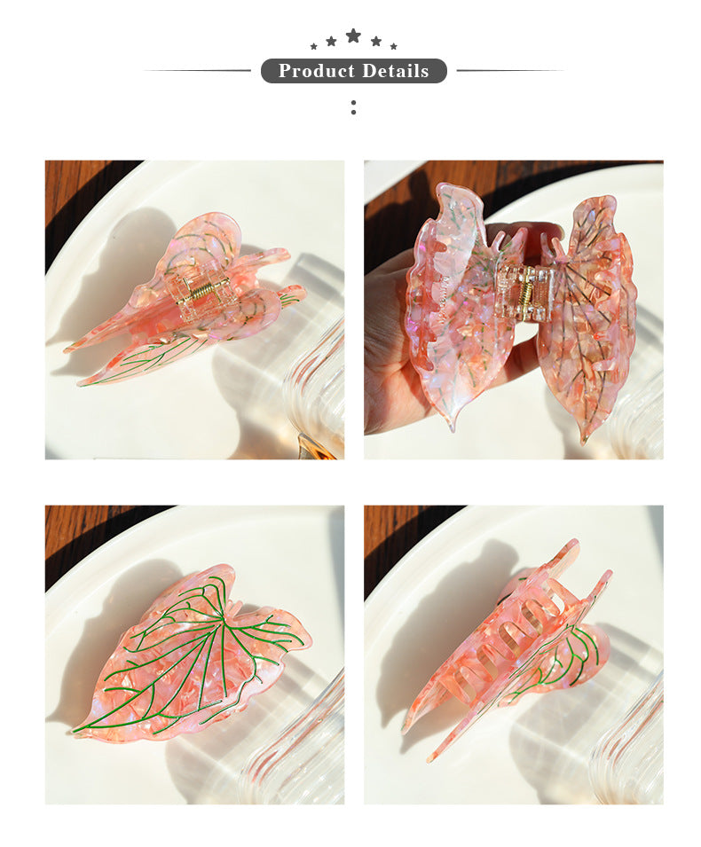 【MOQ 12 PCS】New Design Eco-Friendly Acetate Leaf Claw Clip
