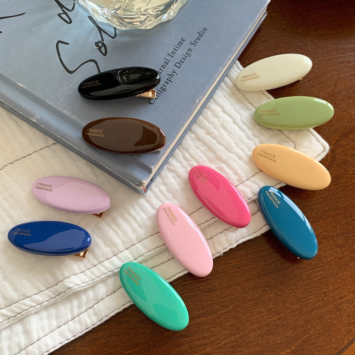 【MOQ 12 PCS】Candy Color Gold Label Mini Hair Clips Side Bang Broken Hair Clip