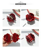 【MOQ 12 PCS】Acetate 3D Rose Hair Claw, Elegant Shark Clip