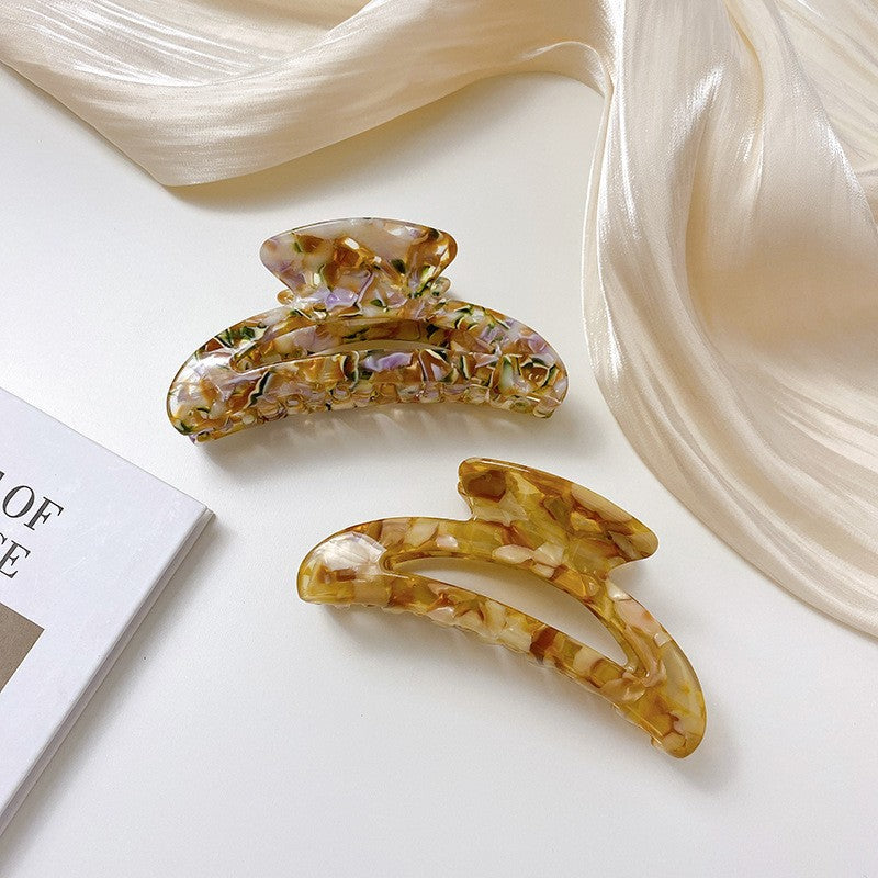 【MOQ 12 PCS】Acetate Moon Hollow Hair Claw, Semi-Circle Shark Clip