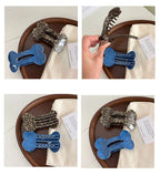 【MOQ 12 PCS】Leopard Print Bone Alligator Hair Clip, Vintage Flat Duckbill Clip
