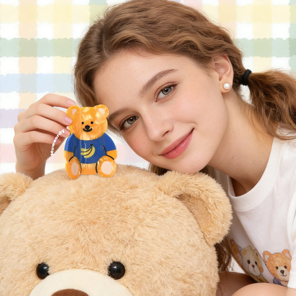 【MOQ 12 PCS】Cute Bear Acetate Hair Claw, Stylish Shark Clip