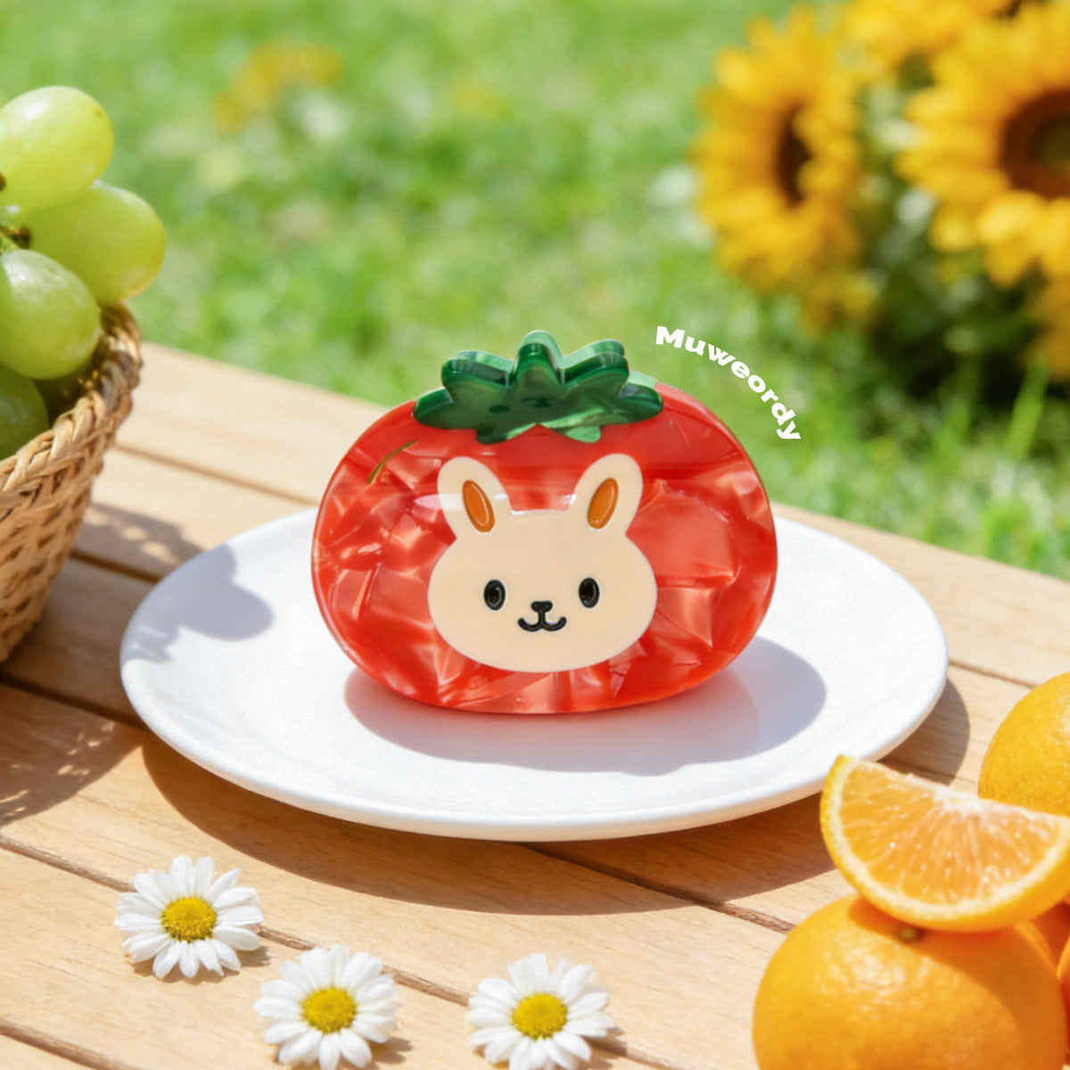 【MOQ 12 PCS】Tomato Bear & Rabbit Acetate Hair Claw, Cute Shark Clip