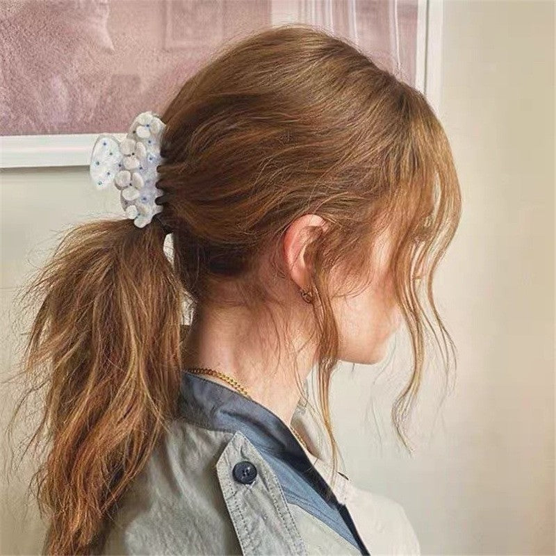 【MOQ 12 PCS】Acetate Full Rhinestone Flower Hair Claw, Elegant Shark Clip