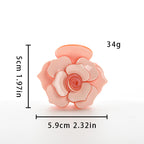 【MOQ 12 PCS】Acetate 3D Rose Hair Claw, Elegant Shark Clip