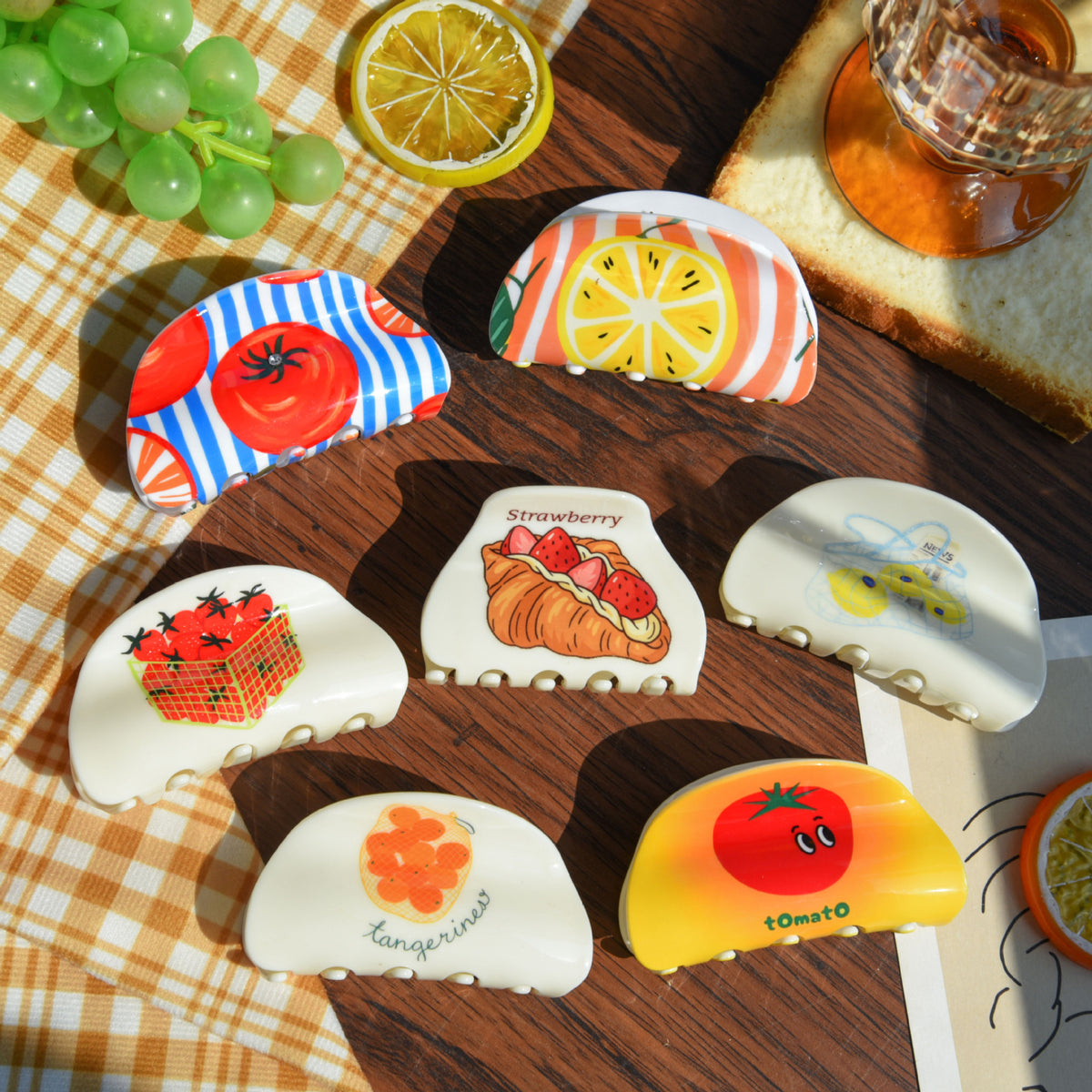 【MOQ 12 PCS】Tomato Fruit Claw Clip, Elegant Shark Clip for Back Head Updo
