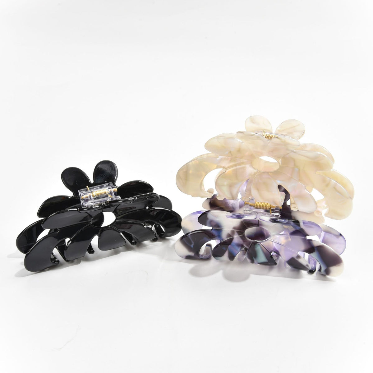 【MOQ 12 PCS】Floral Acetate Hair Claw, Vintage Colorful Shark Clip