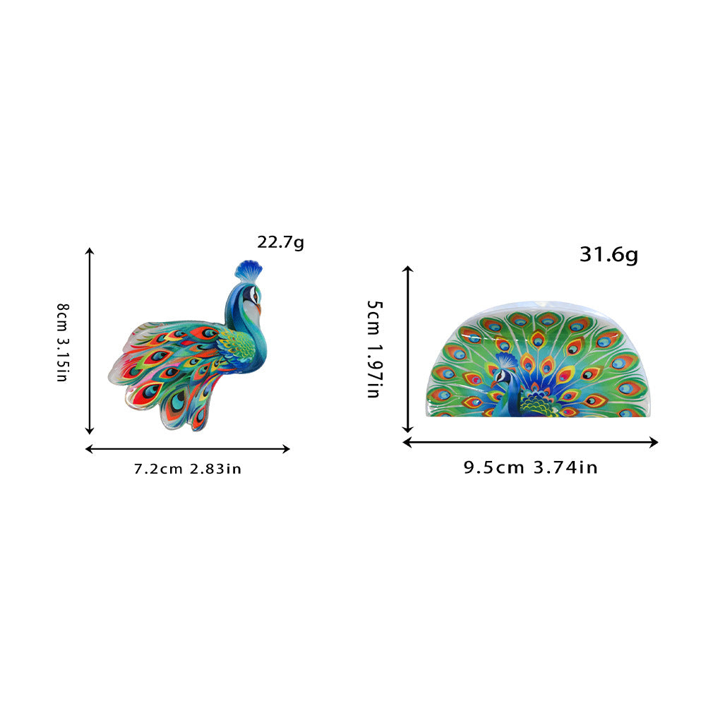 【MOQ 12 PCS】3D Peacock Fan Hair Claw – Ethnic Print Shark Clip