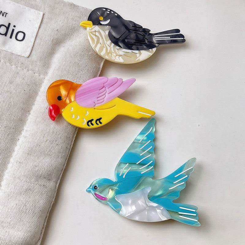 【MOQ 12 PCS】Cartoon Animal Tulip Acetate Hair Clip Bird Duckbill Side Bang Clip