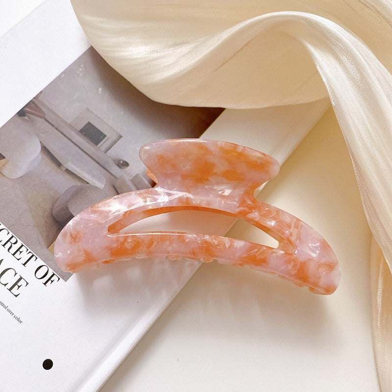 【MOQ 12 PCS】Acetate Moon Hollow Hair Claw, Semi-Circle Shark Clip