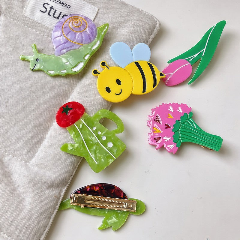 【MOQ 12 PCS】Cartoon Animal Tulip Acetate Hair Clip Bird Duckbill Side Bang Clip
