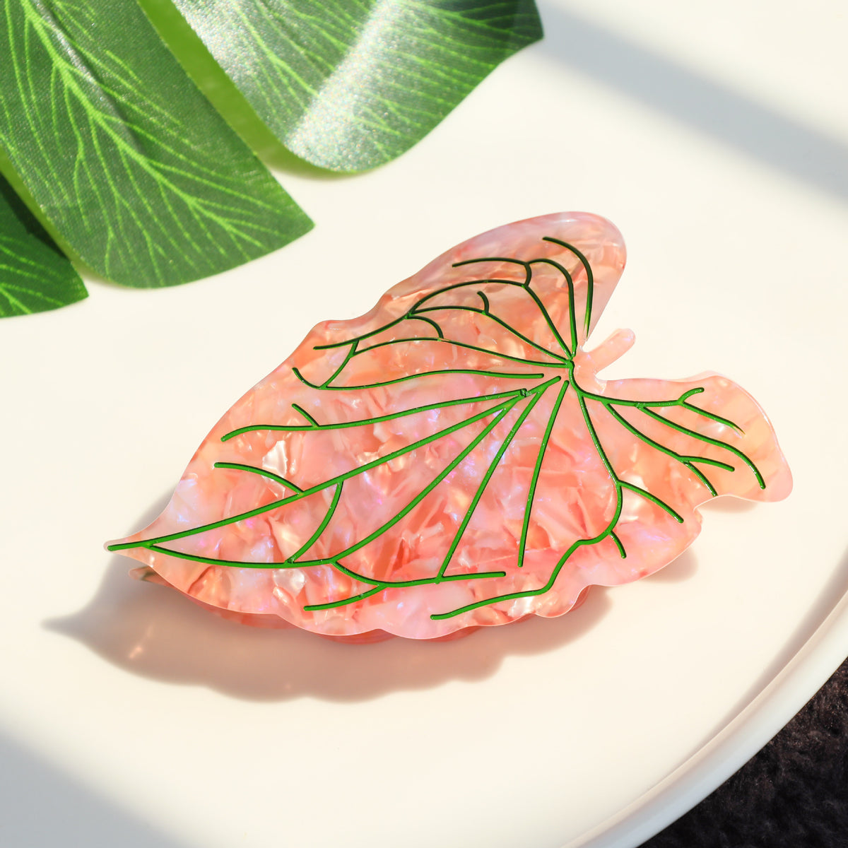 【MOQ 12 PCS】New Design Eco-Friendly Acetate Leaf Claw Clip