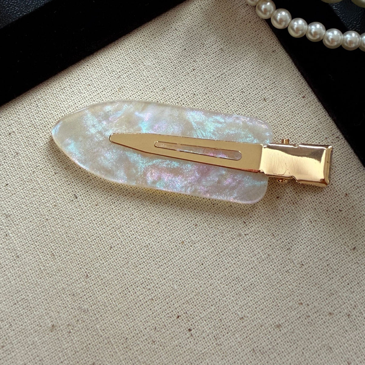 【MOQ 12 PCS】Iridescent Pearl Acetate Hair Clip – Seamless Side Clip