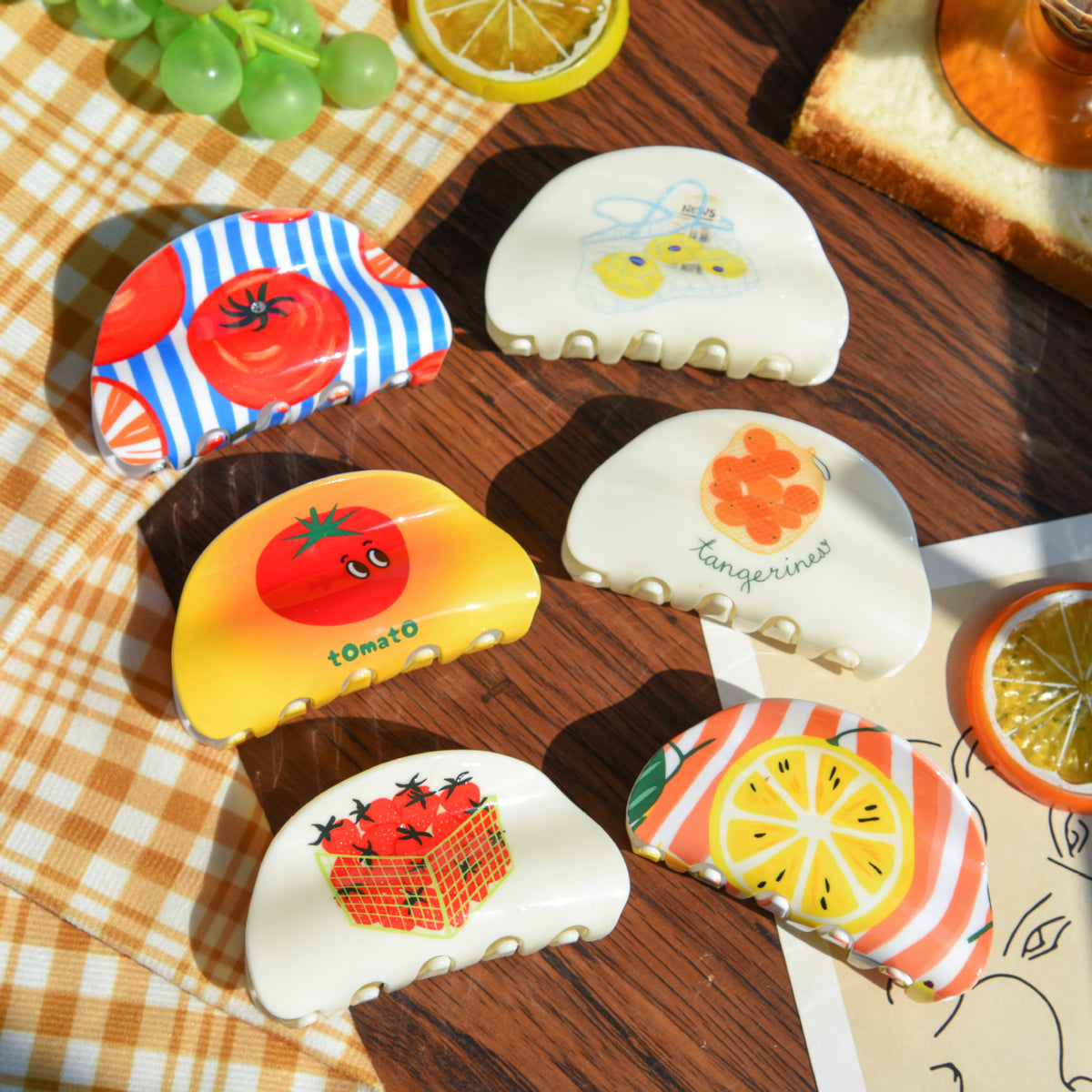 【MOQ 12 PCS】Tomato Fruit Claw Clip, Elegant Shark Clip for Back Head Updo