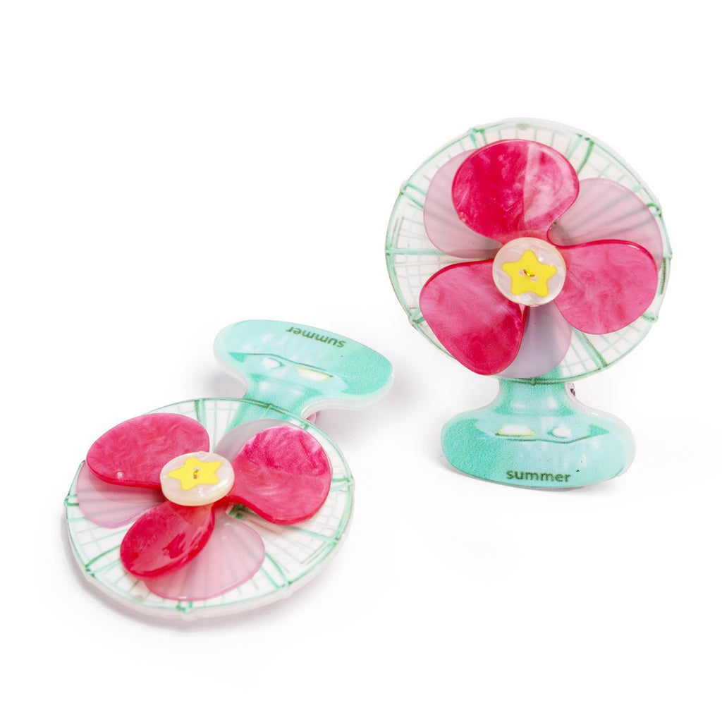 【MOQ 12 PCS】Vintage Rotatable Fan Hair Clip Acrylic Double Layer Duckbill Side Clip