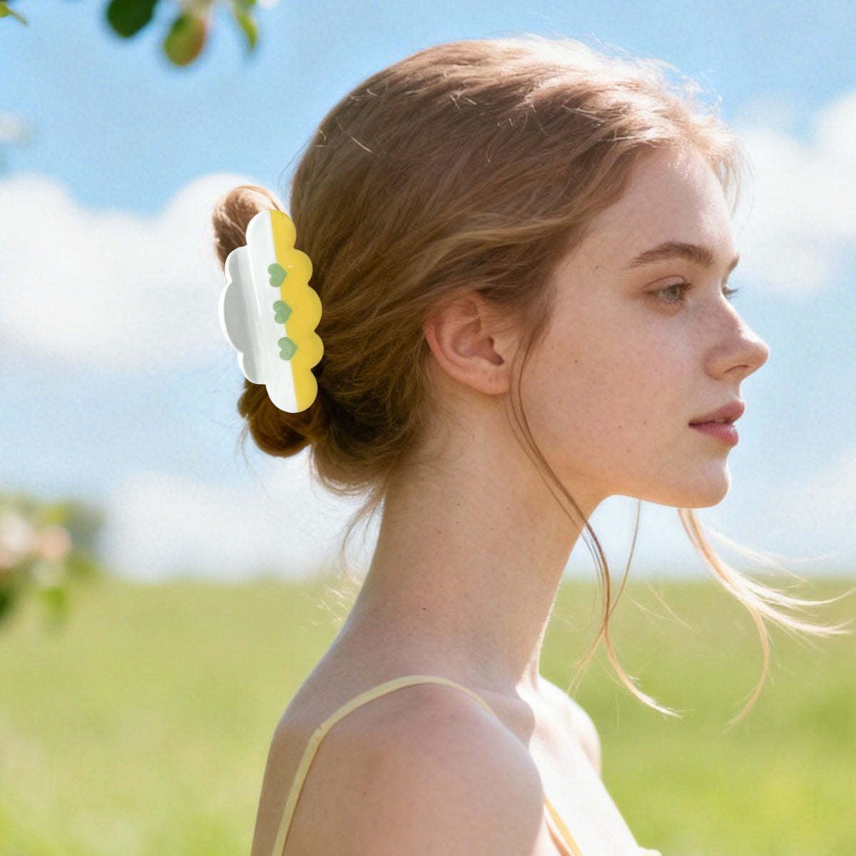 【MOQ 12 PCS】Acetate Cloud Heart Claw Clip, Elegant Back Head Updo Hair Clip