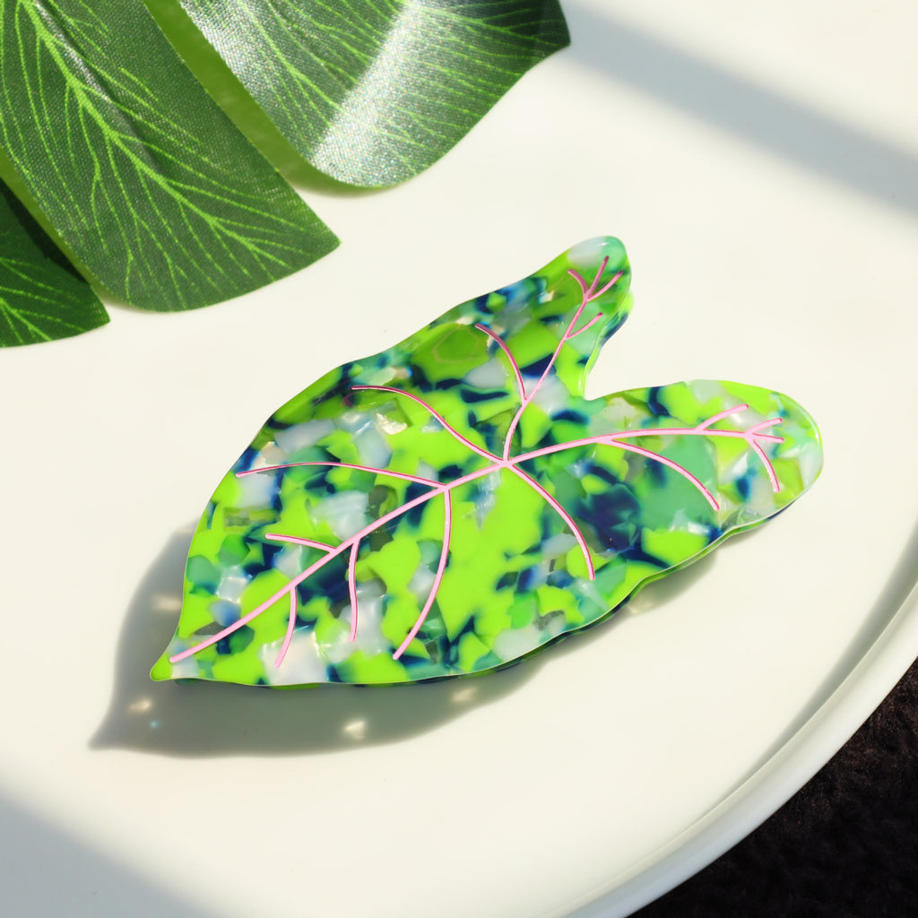 【MOQ 12 PCS】New Design Eco-Friendly Acetate Leaf Claw Clip