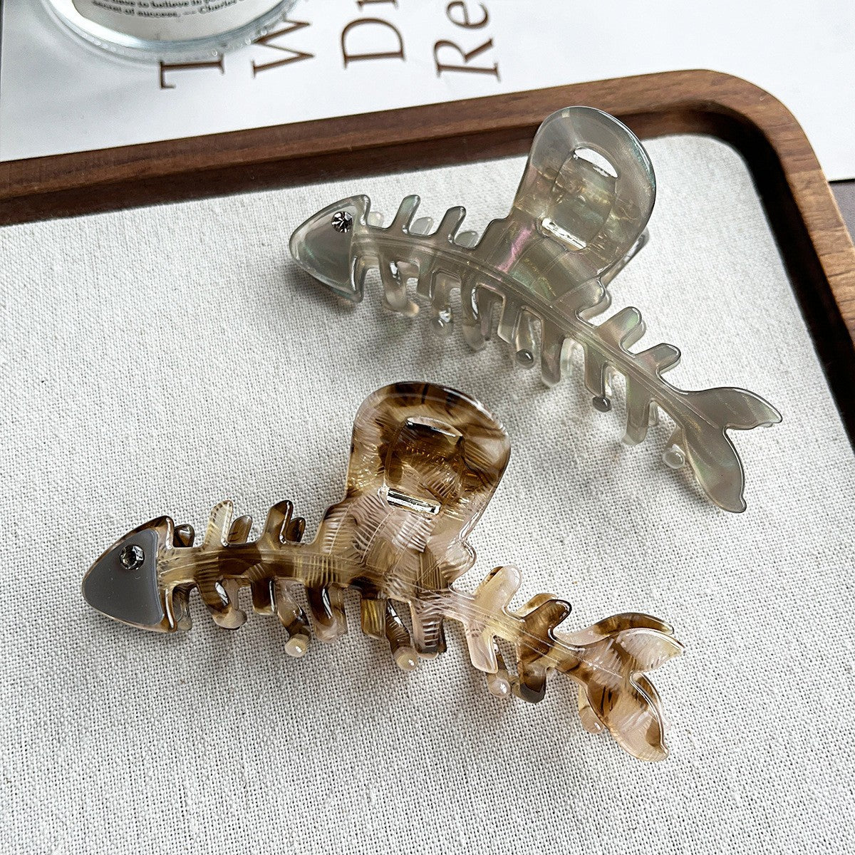 【MOQ 12 PCS】Acetate Fishbone Hair Claw, Large Shark Clip For Thick Hair