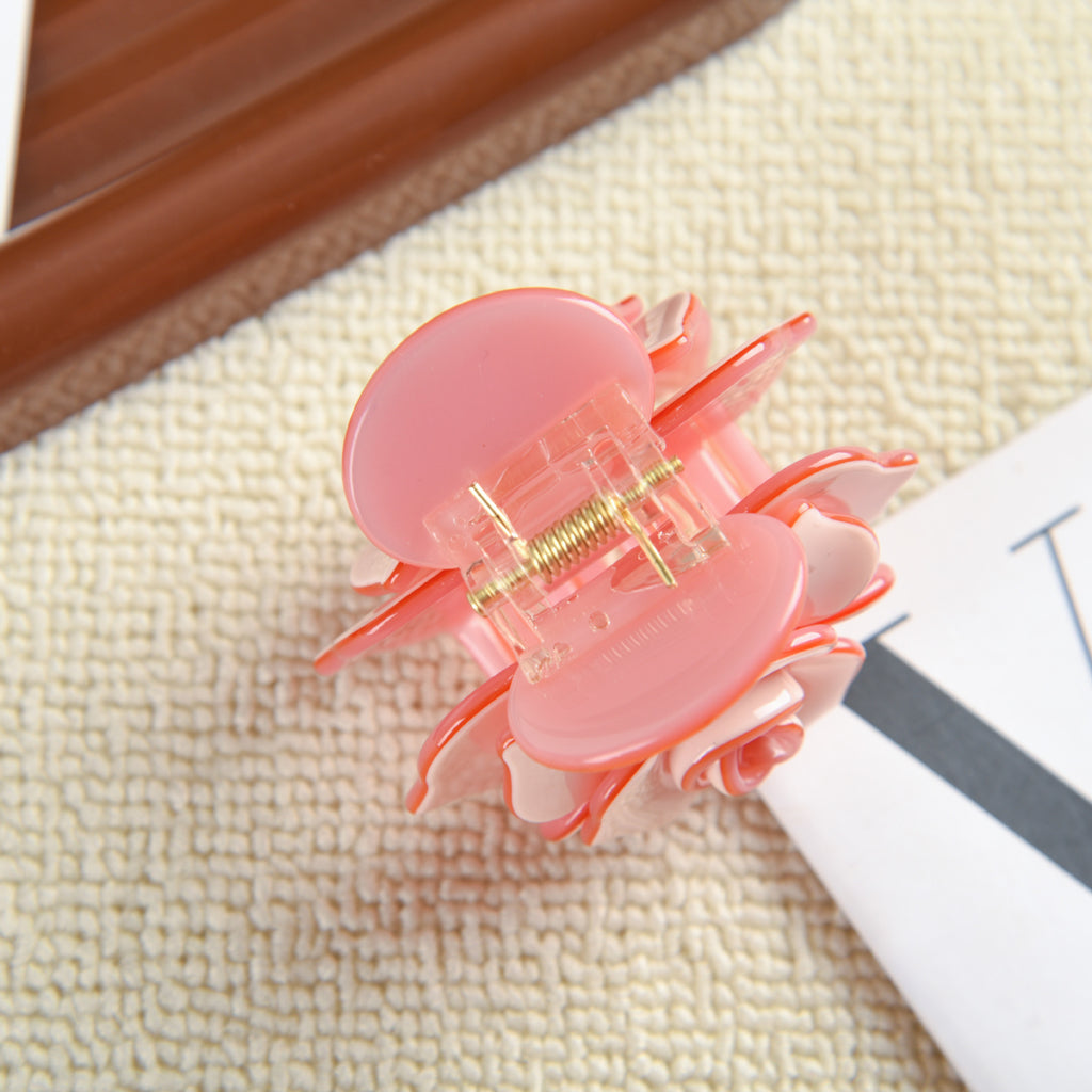 【MOQ 12 PCS】Acetate 3D Rose Hair Claw, Elegant Shark Clip