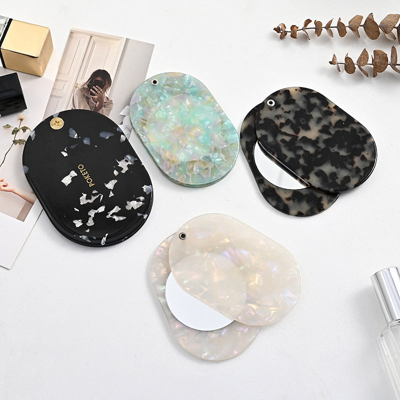 【MOQ 12 PCS】Rotatable Acetate Portable Hand Makeup Mirror