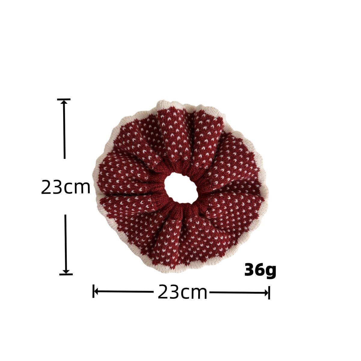 【MOQ 12 PCS】Korean Vintage Knit Scrunchie – Polka Dot Lace Hair Tie