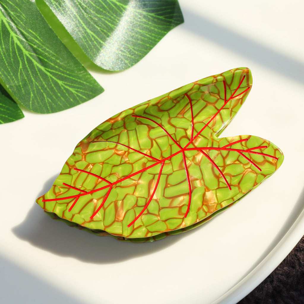 【MOQ 12 PCS】New Design Eco-Friendly Acetate Leaf Claw Clip