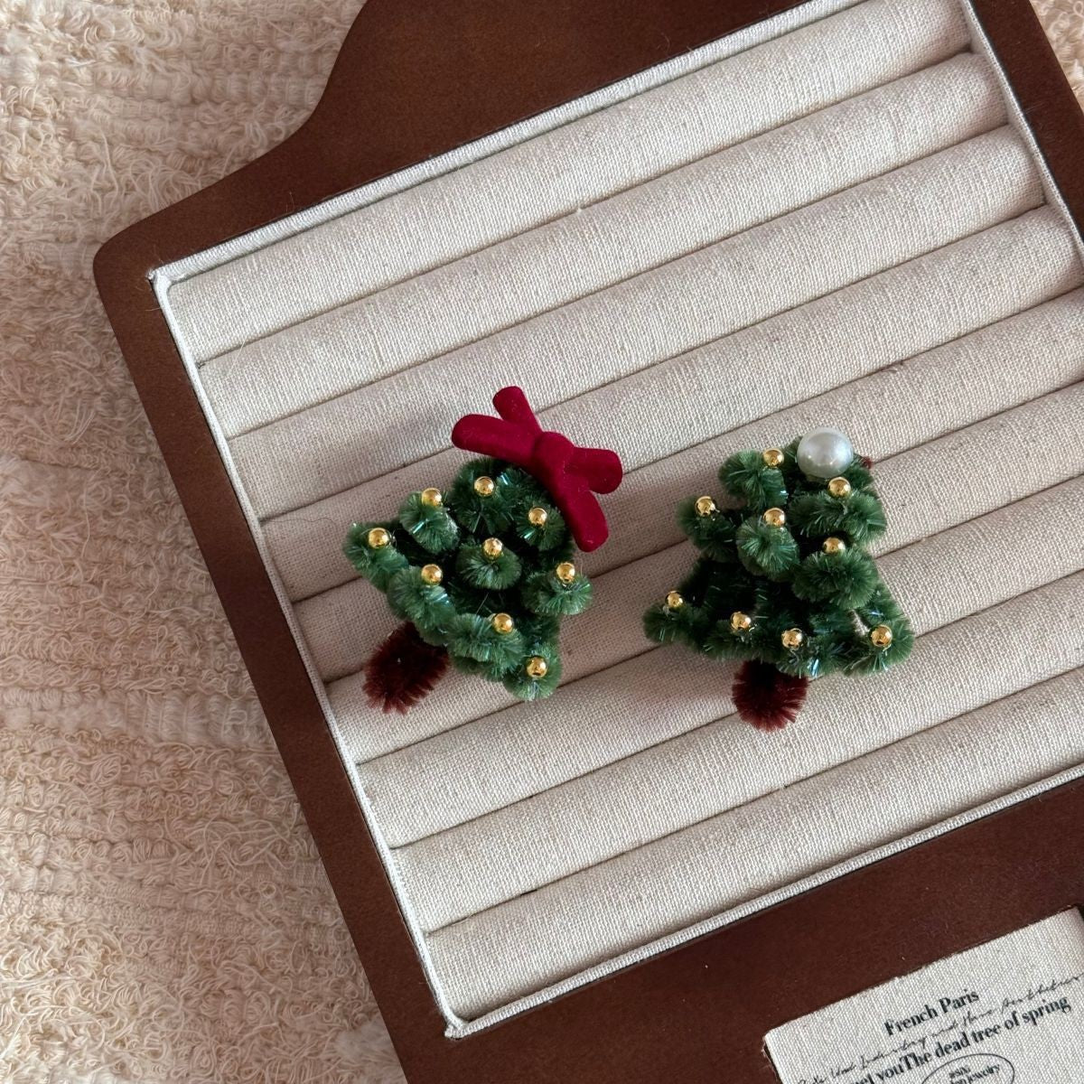 【MOQ 12 PCS】Christmas Pipe Cleaner Tree Hair Clip Handmade Side Bang Duckbill Clip