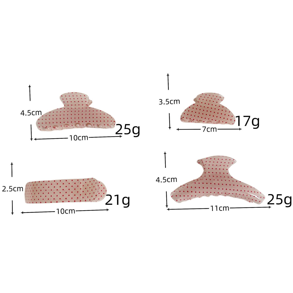 【MOQ 12 PCS】Korean Pink Polka Dot Acetate Hair Claw – Sweet Shark Clip