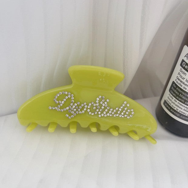 【MOQ 12 PCS】Acetate Rhinestone Letter Claw Clip