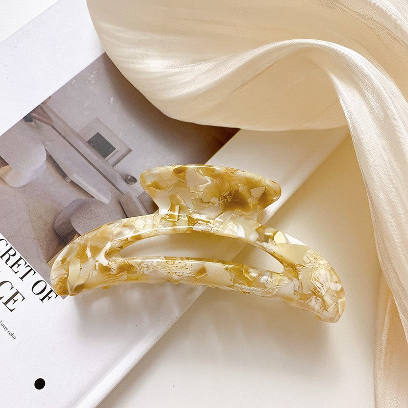 【MOQ 12 PCS】Acetate Moon Hollow Hair Claw, Semi-Circle Shark Clip