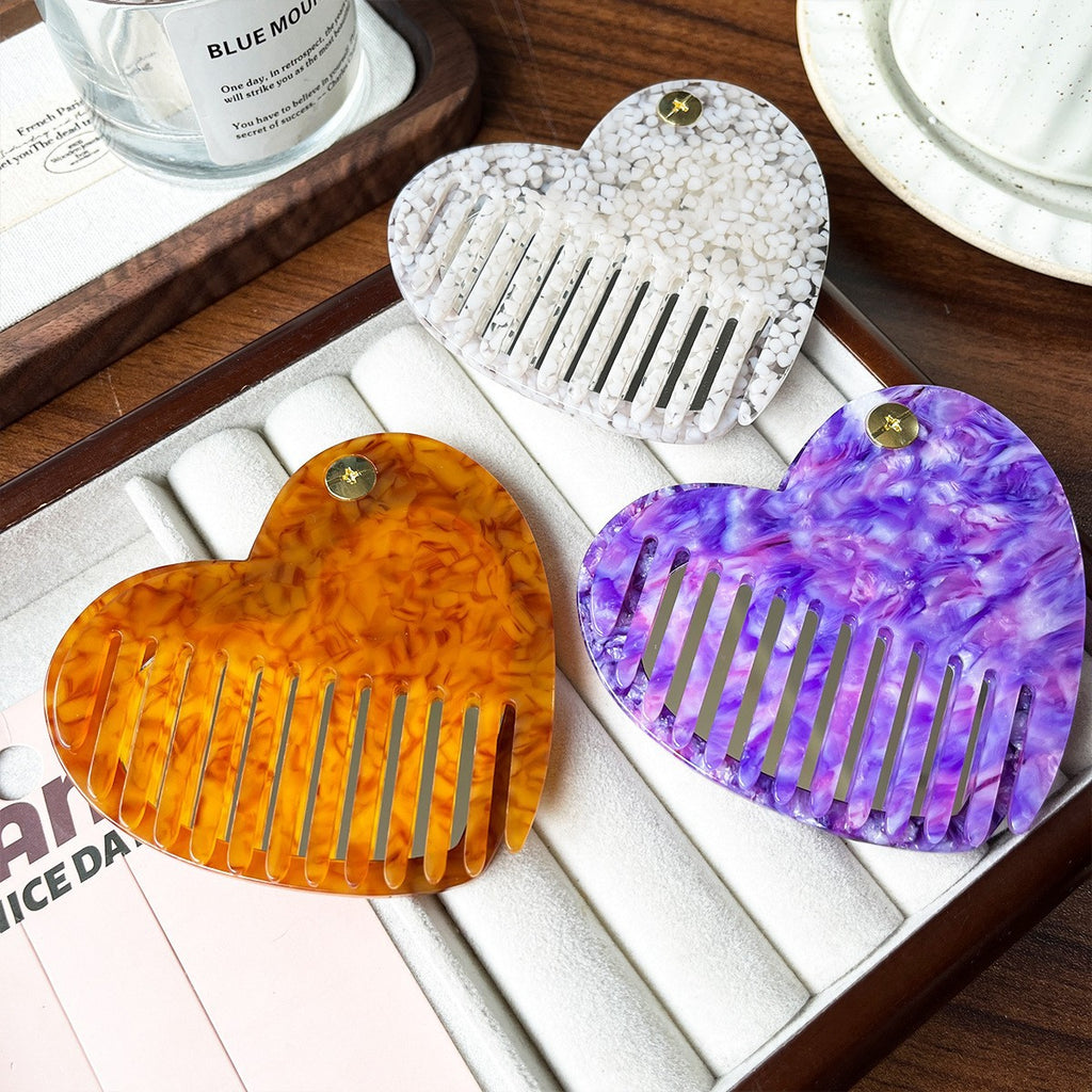 【MOQ 12 PCS】Leopard Print Acetate Mirror Comb, Rotatable Anti-static 2-in-1 Comb