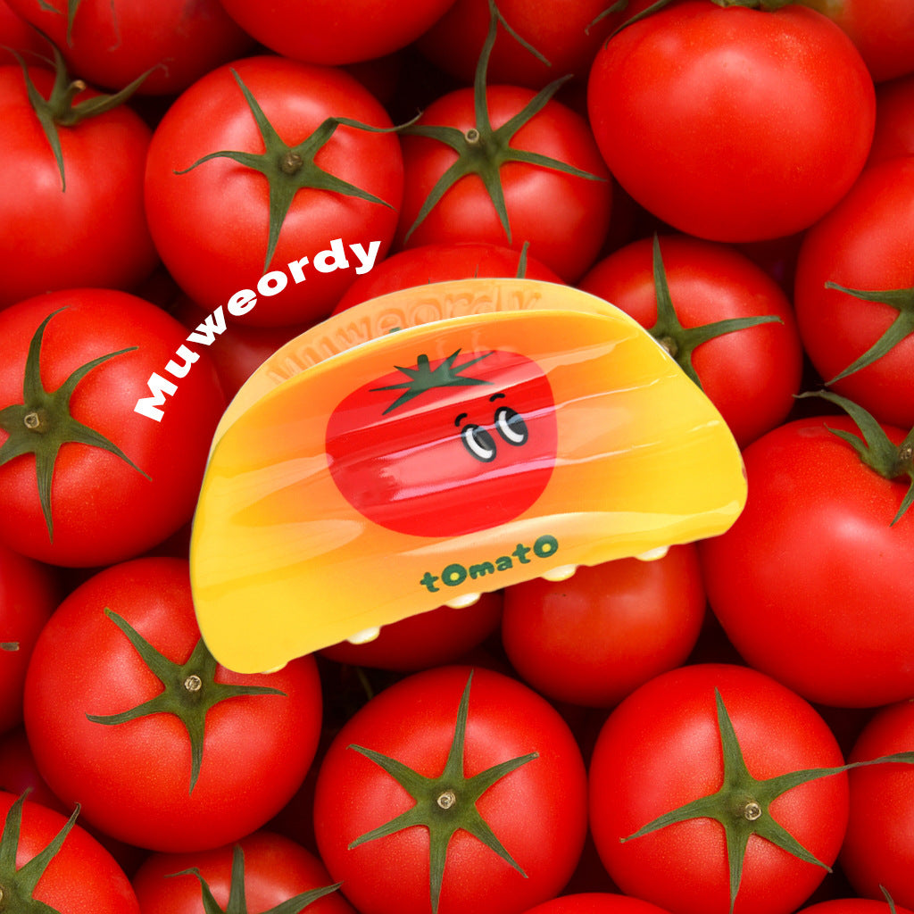 【MOQ 12 PCS】Tomato Fruit Claw Clip, Elegant Shark Clip for Back Head Updo