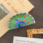 【MOQ 12 PCS】3D Peacock Fan Hair Claw – Ethnic Print Shark Clip