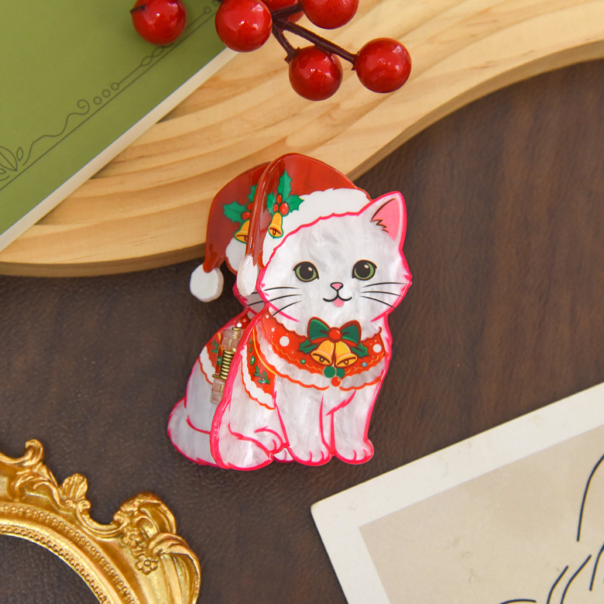 【MOQ 12 PCS】Acrylic Christmas Cartoon Claw Clip, Cat Dog Gingerbread Shell Hair Clip