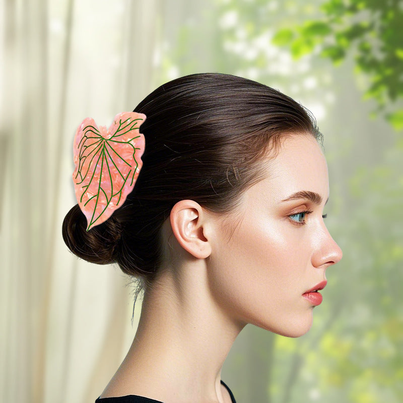 【MOQ 12 PCS】New Design Eco-Friendly Acetate Leaf Claw Clip